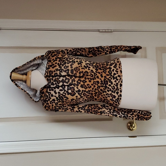 Fashion Nova Tops - Leopard Bodycon Hoodie